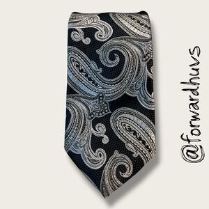 Christian Aujard Paris Black & Silver Paisley Necktie – 100% Polyester